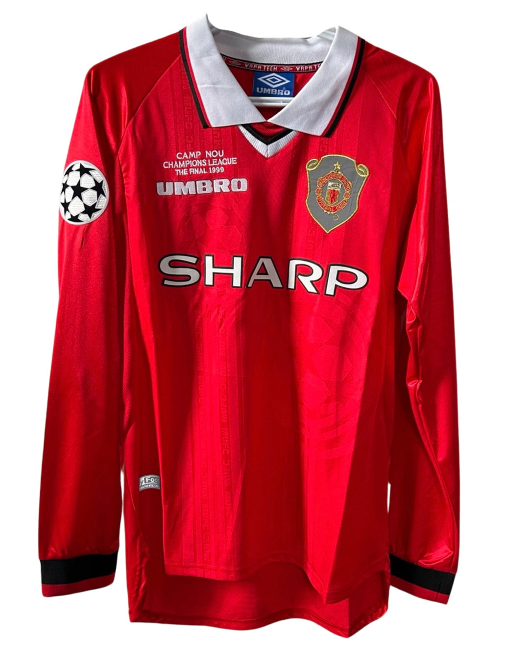 Manchester United 1998-99 Home Shirt, #7 David Beckham (Champions League) (Long Sleeve)