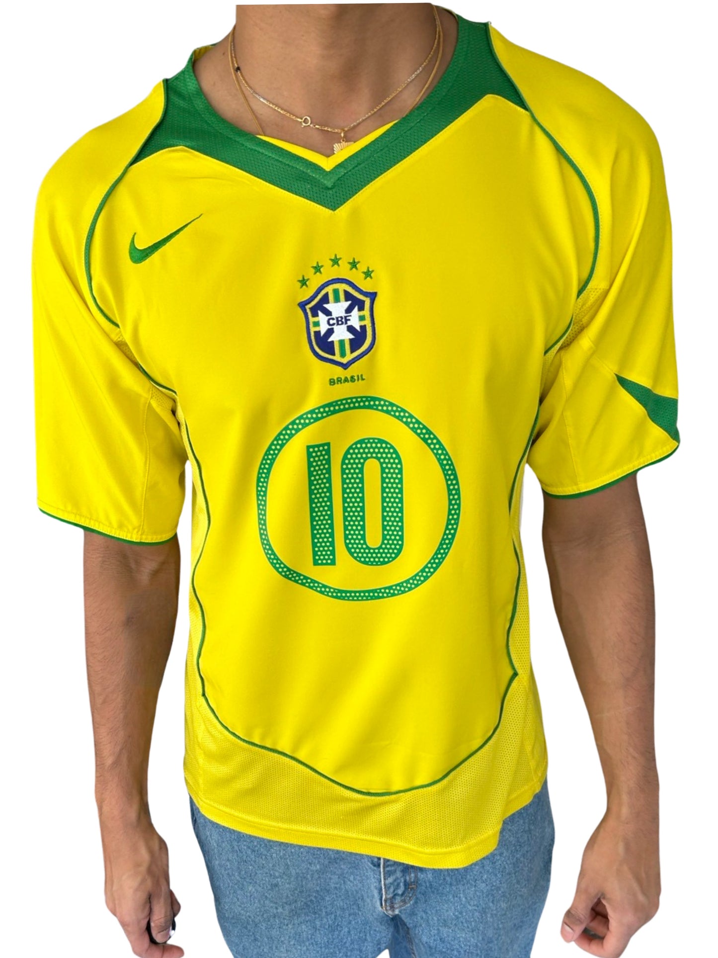 Brazil Seleção 2005 Home Shirt, #10 Ronaldinho - S