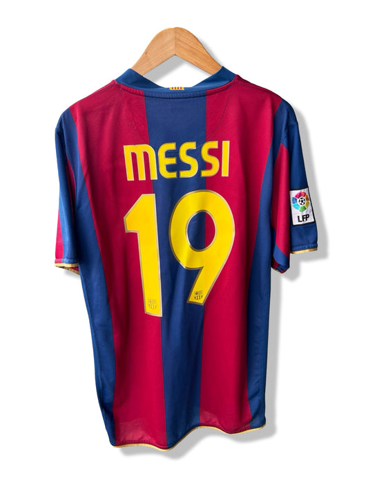 FC Barcelona 2007-08 50-year Camp Nou Anniversary Home Shirt, #19 Lionel Messi - L