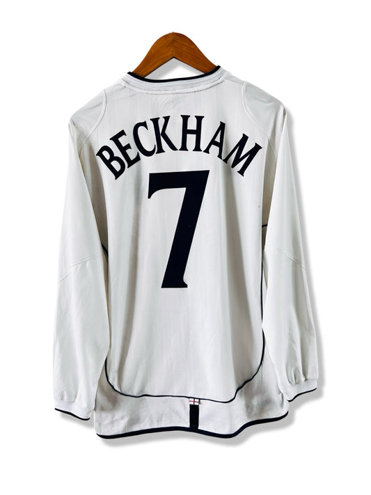 England 2002 Home Shirt, #7 David Beckham (L/S) - L