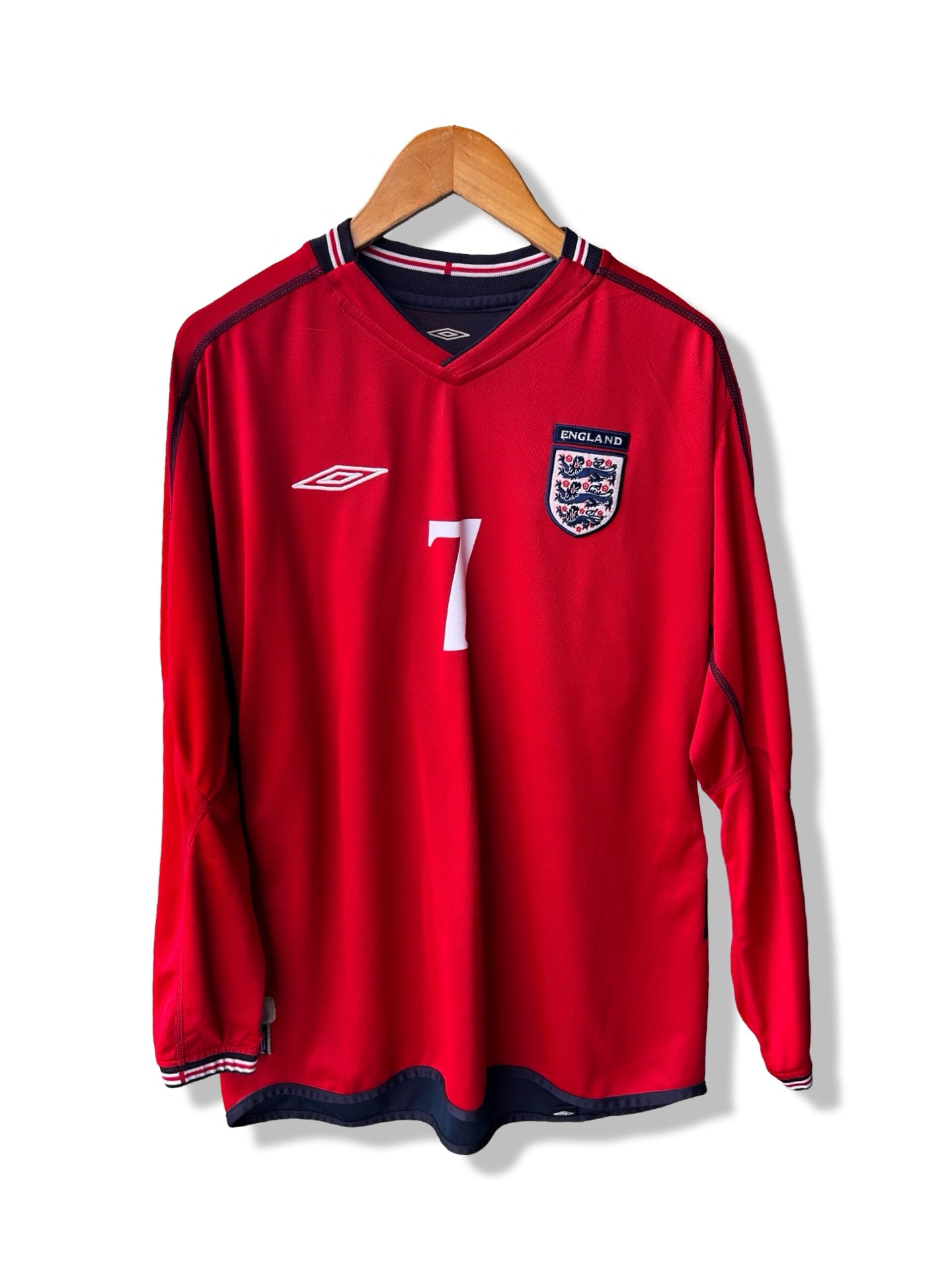 England 2002 Away Shirt, #7 David Beckham (L/S) - L